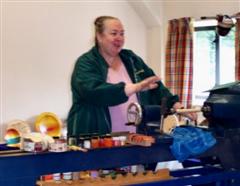 Jennie at the lathe